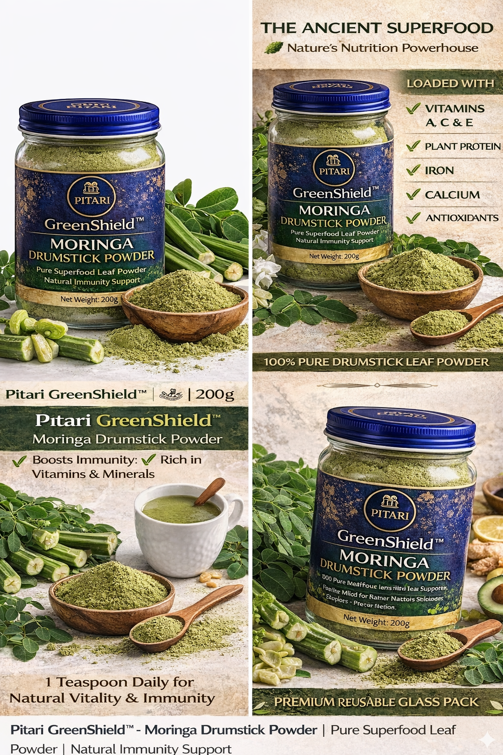 Pitari ImmunityShield – Moringa Drumstick Powder (200g)